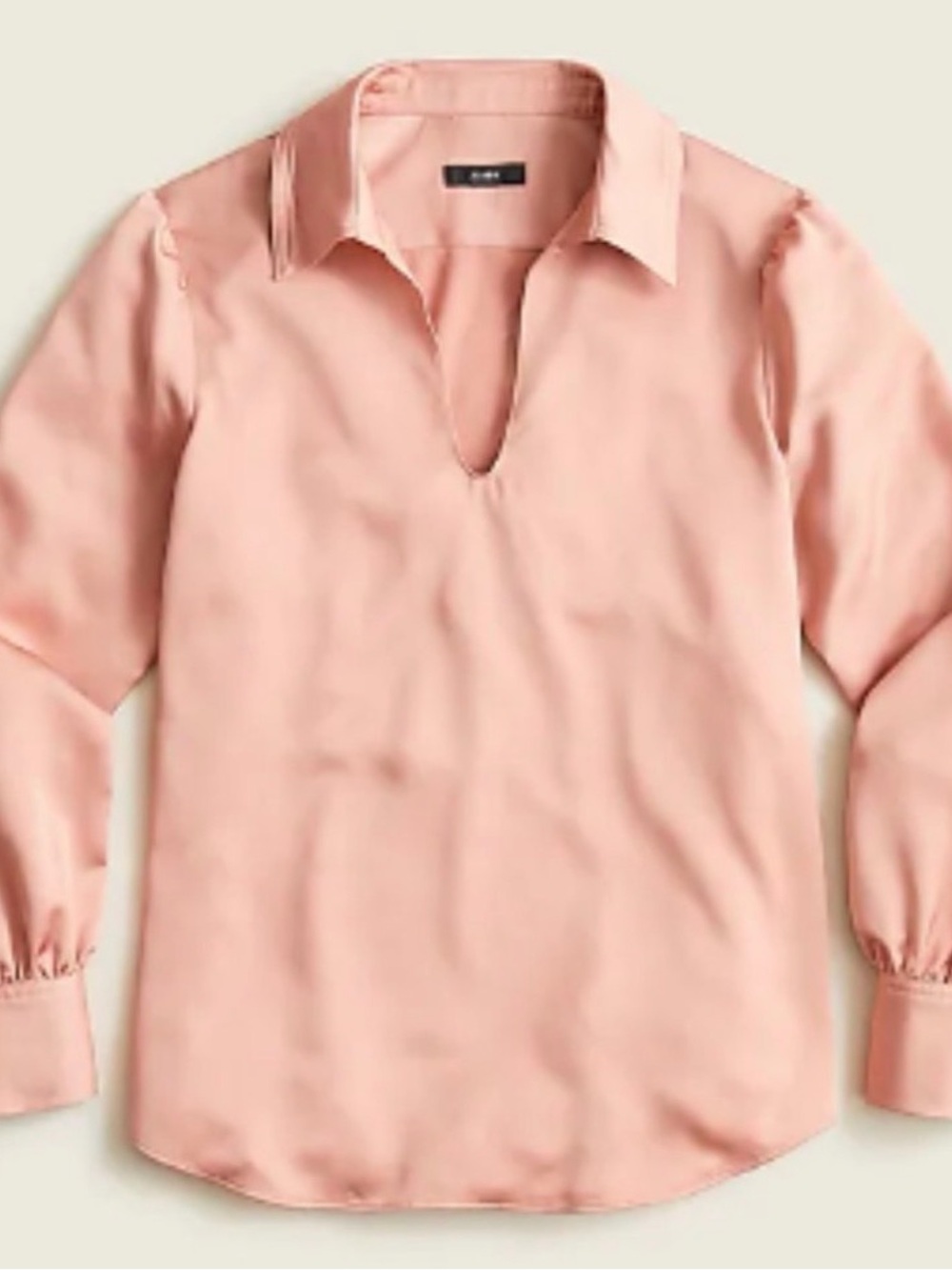 J. Crew Rose Satin Collared V‑Neck Blouse